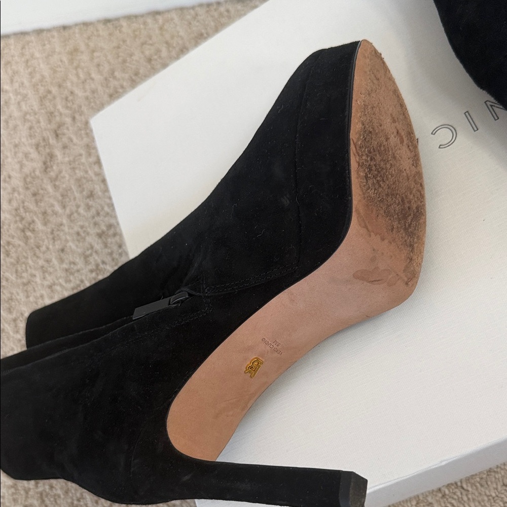 Veronica Beard Dali Bootie Black Suede Heeled Boots - Picture 7 of 10